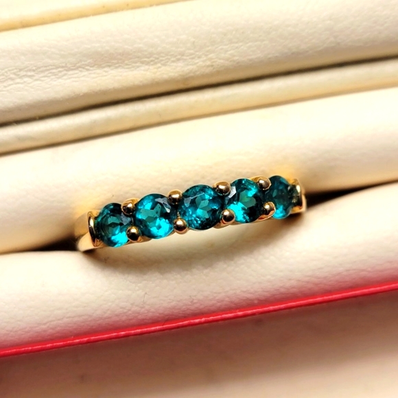 ANTIQUE Emerald Gold/ Sterling 925 Ring Sz8 - Picture 8 of 8